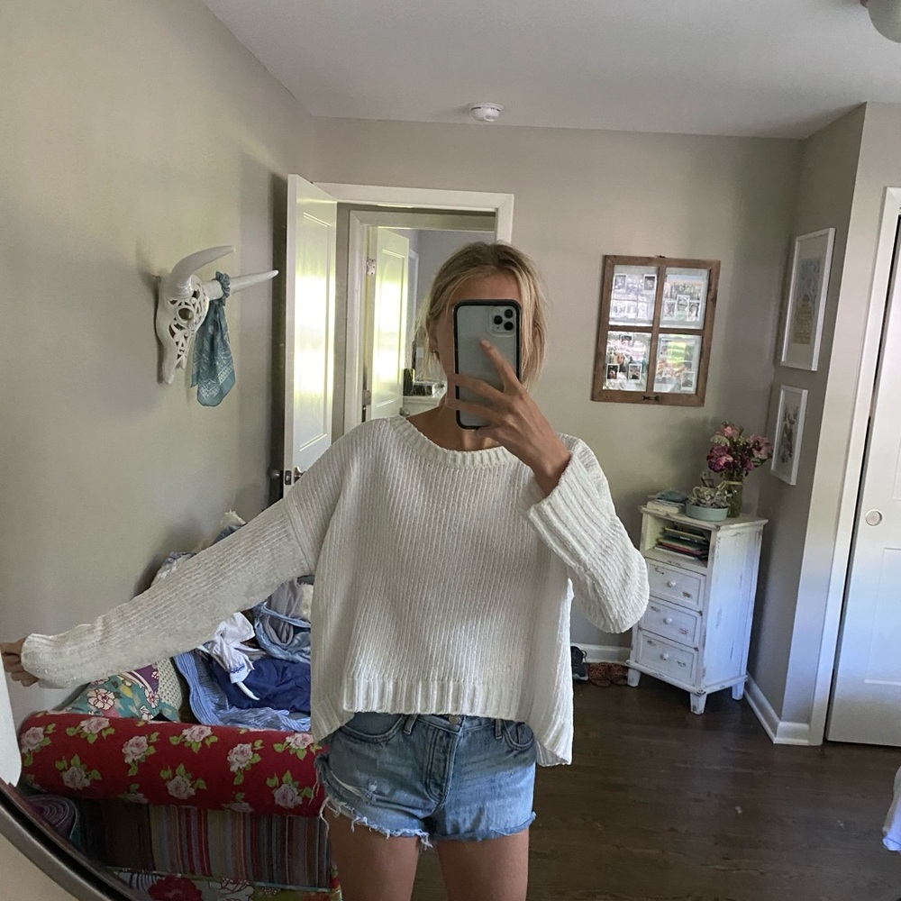 white sweater